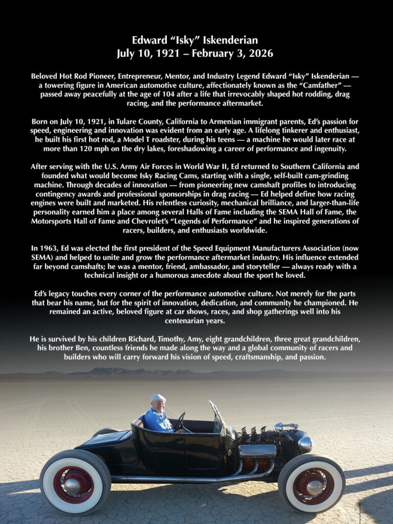 Ed "Isky" Iskenderian - July 10, 1920-February 3, 2026